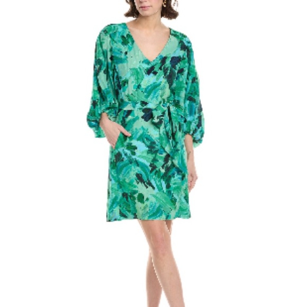 NWT TYLER BOE spring shift dress blue green with pockets